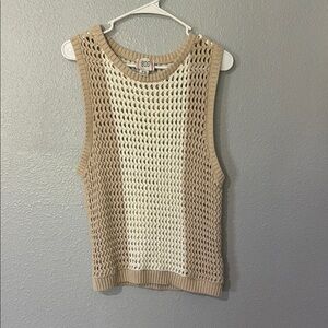 BDG Tan and Cream Cropped Sleeveless Tank Top